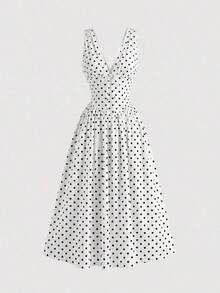 Amore Look For A Wedding Guest: Long Blue Dress With Floral Print, V-Neck, Sleeveless, High Waist And A-Line Silhouette, Perfect For Graduations, Parties, Summer Holidays Or An Elegant Afternoon Tea - 象牙白色 - 查看 11