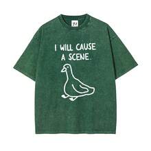 Voy a provocar una escena - Camiseta con estampado de ácido de ganso |   Camiseta Divertida con Ganso de Meme, Camiseta Retro de Ganso con la Frase "Voy a Causar una Escena" |   Camiseta Oversized con el Meme del Ganso Caótico - Verde - Ver 4