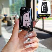 1pc TPU Material Car Key Protective Case, Black & Pink Color Specific For Corolla, Levin, RAV4 Models - A - View 6