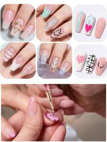 Bộ 5 cọ vẽ móng nghệ thuật bằng kim loại (nhiều độ dài khác nhau), cọ vẽ đường viền móng nghệ thuật, bút vẽ móng gel UV, dụng cụ làm móng chuyên nghiệp, phù hợp cho người mới bắt đầu, tiệm nail, tự làm tại nhà, ứng dụng sơn móng tay cho nữ, dụng cụ vẽ tinh tế, dụng cụ nghệ thuật làm móng, cọ vẽ móng. - Màu Hồng baby - Xem 4