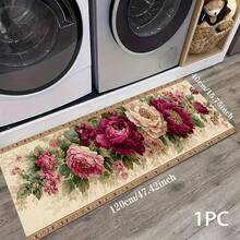 1pc 2D Floral Pattern Printed Rug, Long Doormat Series, Indoor Entrance Mat, Bedroom Bedside Mat, Kitchen Mat, Suitable For Living Room, Laundry Room, Bathroom - Multicolor - View 13