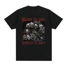 Nouvelle collection été 2026 T-shirt Meme "Né pour casser, obligé de nettoyer le mal" T-shirt d'été ample en coton T-shirt vintage à manches courtes pour hommes T-shirts pour femmes en solde, t-s - Noir - Voir 2