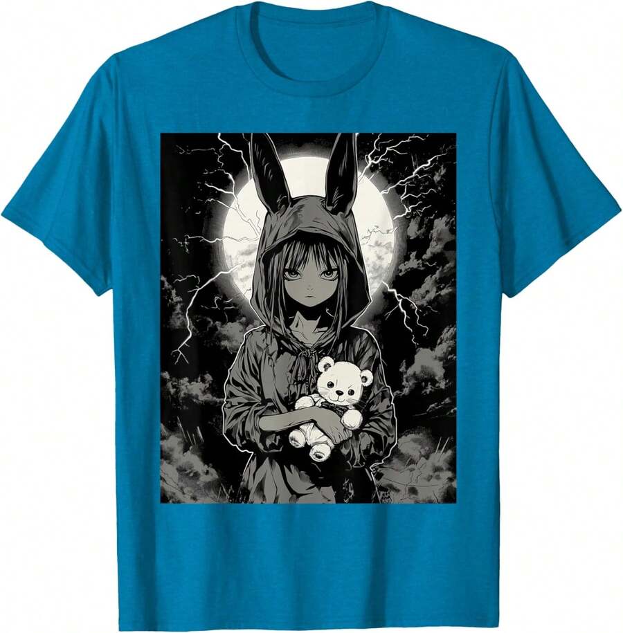 Anime Girl Bunny Teddy Bear Goth - Camiseta gótica de conejito de anime para mujer - Zafiro - Ver 1