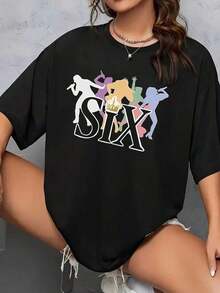 Camiseta de Mujer Six The Musical, Camiseta Casual de Algodón de Manga Corta, Moda de Temporada, Camiseta Casual de Cuello Redondo y Manga Corta, Camiseta con Estampado, Tela Cómoda, Camiseta con Estampado de Anime/Lema/Banda/Cantante, Moda Minimalista, Camiseta Duradera para Atuendo Casual, Regalos de Cumpleaños, Ajuste de Elasticidad Media, Lavable a Máquina - Camiseta Versátil para Uso Diario y Ocasiones Especiales - Negro - Ver 6
