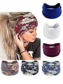 Bộ 6 chiếc băng đô bản rộng phong cách Boho cho nữ, phụ kiện tóc thắt nút thời trang cho yoga và thể dục, băng đô kiểu châu Phi cho nữ, trang phục mùa hè, lễ hội, tiệc tùng. - Nhiều màu - Xem 20