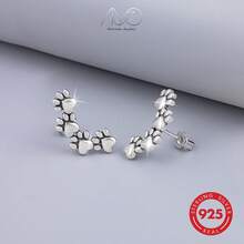 Boucles d'oreilles à tige pour femmes en argent sterling 925 avec disque rond texturé asymétrique minimaliste - Argent - Voir 7