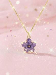 1pc Bohemian Style Floral Necklace, Nature-Inspired Jewelry For Girls - one-size - View 12