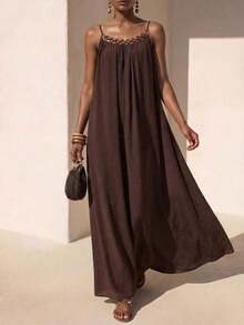 Women Midi Dresses - Brown - View 4