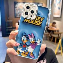 Officially Licensed Disney Donald Duck & Daisy Duck Phone Case, This Protective Phone Case Features Plush‑Style Donald Duck And Daisy Duck Waving Cheerfully, Topped With Raised Bold "MICKEY MOUSE" Lettering, Set Against Bright Blue Bubble‑Textured Background, Made With Flexible, Durable TPU Material To Protect Against Everyday Scratches, Bumps, And Minor Impacts, Compatible With IPhone 17, 16, 15, 14, 13, 12, 11 Pro Series And Galaxy S22, S23, S24, S25 Models, Ideal For Disney Fans. - màu đen - Xem 5