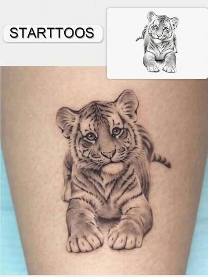 STARTTOOS Y2K Minimalist Cute Tiger Pattern Temporary Tattoo, DIY Wrist, Finger, Ear, Shoulder, Neck, Collarbone Tattoo Sticker, Waterproof Body Skin Party Holiday Gift