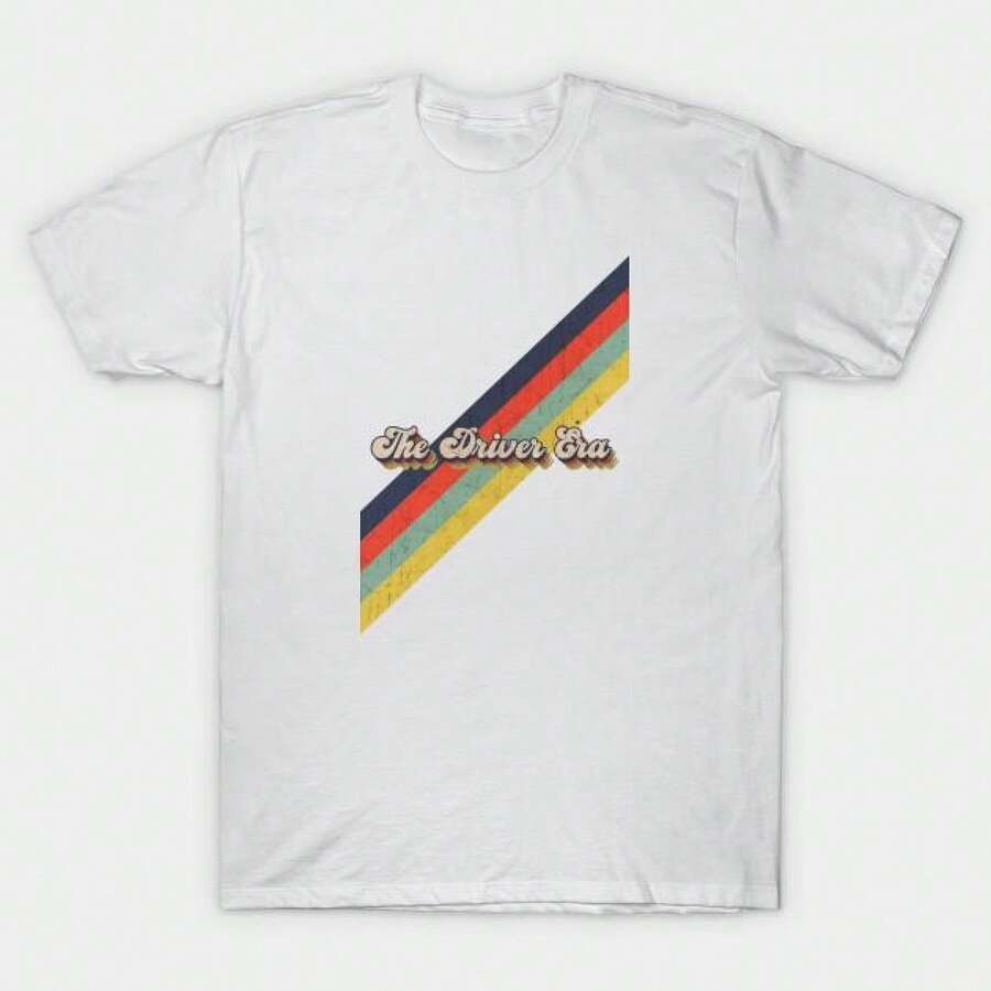 Camiseta de Algodón para Hombre con Estampado Negro Retro Vintage, Diseño 'The Driver Era', Impresión por Transferencia sin Corte - Blanco - Ver 1