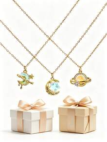 Caja de regalo sorpresa con productos opcionales - Puede recibir aleatoriamente 2 collares, adecuados para festivales, fiestas, bodas, banquetes, uso casual e incluso regalos del Día de San Valentín (los estilos pueden variar) - Multicolor - Ver 8