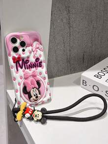 This Disney Mickey Mouse Lanyard Phone Case Is Fully Covered In TPU Material. It's Shockproof, Lightweight, And Compatible With IPhone17/16/11/13/15/15 Plus/15 Pro/15 Pro Max/12/14 Pro Max/11 Pro Max/12 Pro/12 Pro Max/13. This Phone Case Makes A Popular Birthday Gift Or Business Gift; It's Durable, Stain- And Fingerprint Resistant, And Suitable For Both Men And Women. The Set Also Includes A Mickey Mouse Phone Case And A Mickey Mouse Plush Bracelet. It's A Perfect Gift For Friends And Family. This Stylish Phone Case Is Fun, Lightweight, And Durable. IPhone17 Pro Max Phone Case, Minnie Mouse Phone Case. - trắng - Xem 4