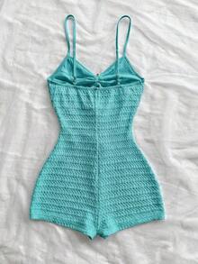 Mono de mujer con decoración de estrella de mar hueca, adecuado para fiesta y uso en casa - Agua verde azul - Ver 2