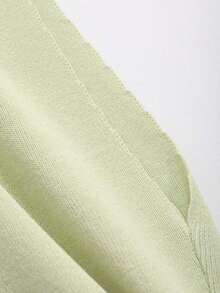 Suéter holgado de punto de unicolor con cuello, estilo casual y de negociospara mujer - Verde - Ver 8