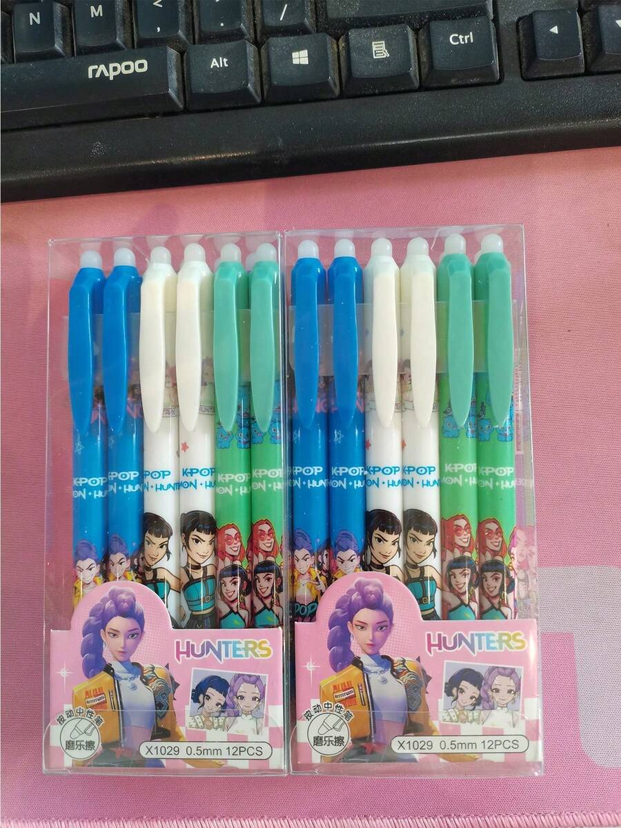 12/24/36支 0.5mm 細尖可擦拭凝膠筆，符合人體工學設計，書寫舒適，適用於學習、辦公、筆記，適合學生與年輕人的優質文具禮品 - 彩色 - 查看 1