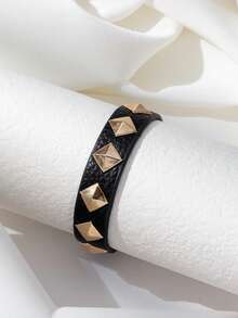1 buah Gelang Wanita Gaya Rock Studded PU Bulat dengan Paku Keling, Gaya Motor Gelap Y2K, Dapat Diatur, Serbaguna untuk Pemakaian Sehari-hari - Hitam - B1475 - View 2