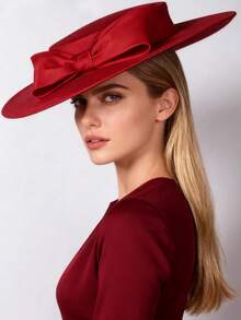 HIMESPORT Elegante tocado de ala ancha para iglesia para mujer, sombrero con lazo grande para ocasiones formales, estilo Kentucky, para dama, boda, novia, cóctel, fiesta de té y vestido, sombrero de copa plana - Multicolor - Ver 7