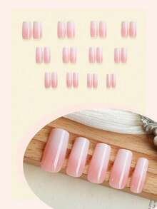 Bộ 24 miếng dán móng tay màu ombre, hình vuông cỡ trung bình, phong cách tối giản, bề mặt mịn, độ phủ cao, phù hợp cho phụ nữ và bé gái sử dụng hàng ngày. - Nhiều màu - Xem 2