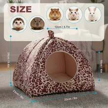 Leopard Print Spotted Decorative Small Pet Bed, Suitable For Hamsters, Guinea Pigs, Rabbits, Removable & Washable Small Animal Winter Sleeping House - A - View 2