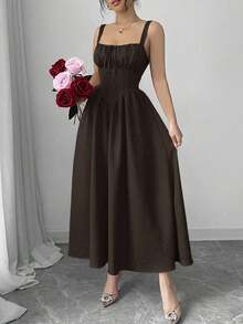 Women Midi Dresses - Café - View 3