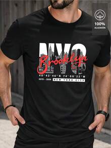 Playera Estampada de Caballero NYC BROOKLYN 2026- STREET PREMIUM EDITION |   100% Algodón - Azul - Ver 3