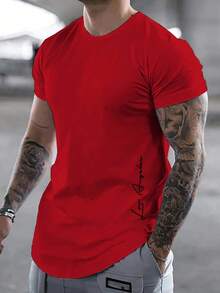 Manfinity LEGND Men's Letter Print T-Shirt - Burgundy - View 8