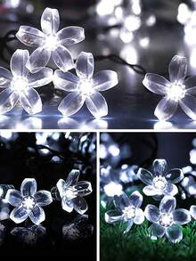 20/50/100 LED Solar Flower String Lights - Outdoor Light Strings For Garden Patio Yard Fence Christmas Tree Decoration With Fairy Light Ambience-Weather-Resistant,Energy-Efficient,And Easy To Install For Wedding, Party,Home, Lawn, And Holiday Decor - Dark Green - View 12