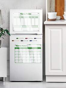 Green Line Acrylic Refrigerator Magnet Set 3pcs Weekly Planner + Monthly Planner Transparent Erasable Schedule Board With Multicolor Pens - Multicolor - View 9