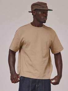 Short-Sleeved T-Shirt With Round Neck And Dropped Shoulders, Large Graphic Print On The Back By MUSERO STUDIOS, Essential For Spring And Summer - 棕色 - 查看 4