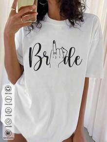 Short-Sleeved T-Shirt With Bridal Design, Casual, Perfect For Wedding Parties And Everyday Use. - White - View 4