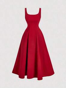 XHESHEIN MOD Vestido de largo medio con decoración de lazo en la espalda para mujerXHE - Rojo - Ver 2