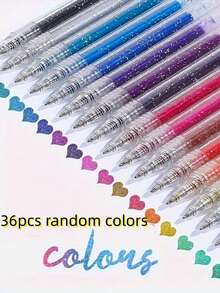 8pcs Glitter Gel Pens Set, Suitable For Writing, Drawing And Decorating, Plastic Material, 1.0mm Pen Tip, Shiny Ink Pens, Great For Journals, Scrapbooks And Art Projects, Back To School - Color - View 9