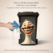 1pc 2D Flat Self-Adhesive Trash Can Sticker Funny Goose Trash Can Sticker, Crazy Duck Bird Decal, Waterproof Outdoor Garbage Bin Decor, Cute Yard DIY Decoration, PVC Material, Easy To Peel And Stick, Flat Art Sticker, Kitchen Storage - A - View 6