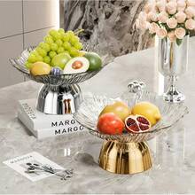 An Elegant Standing Fruit Bowl, Suitable For Home Use, A Stylish Living Room Snack Storage Dish, And Can Also Be Used As A Decorative Bowl For Fruits And Candies. - Silver - View 3