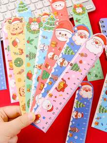 100pcs Cartoon Paper Ruler, Cartoon Drawing Measuring Ruler, Christmas Paper Bookmark, Multifunctional Learning Small Gift [Product Material: Paper] - Multicolor - View 2