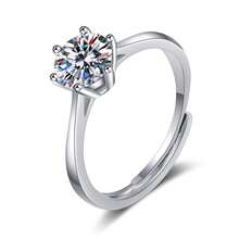 Swaro Anillo de plata esterlina S925 con moissanita de 1 quilate y 50 puntos para mujer, estilo , con seis puntas Zhoujia, directo del fabricante.Diamante sintético Moissanita, pasa detector de diamantes - zirconia de 4 mm - Ver 6