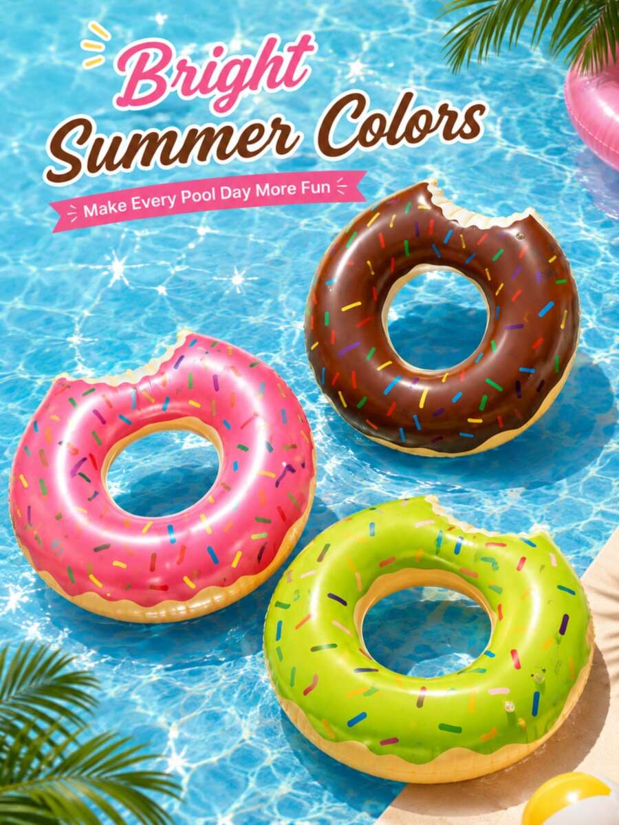 1 chiếc phao bơi hình bánh donut sáng tạo, phao bơi mùa hè cho hồ bơi và bãi biển, trang trí tiệc tùng, ghế thư giãn khi bơi lội cho người lớn trong kỳ nghỉ, quà tặng mùa hè hoàn hảo, đồ bơm hơi hồ bơi, vật dụng cần thiết cho bãi biển, phao bơi. - Nhiều màu - Xem 1