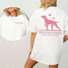 Te Mantiene Fresca Todo el DíaRopa de Mujer;Tops de Verano COCOCC Nueva Camiseta de Verano Holgada con Estampado y Cuello Redondo, Camiseta Rosa con Estampado de Perro de Caza, Camiseta Wild Shern, Camiseta con Estampado Gráfico Simple, Sudadera Casual de Algodón para Mujer, Ropa de Verano, 100% Algodón Puro LR4H, con un Corte Holgado/Oversized que Favorece a Todo Tipo de Cuerpo, Tejido Suave y Elástico para Máxima Comodidad, Estilo Elegante S - Blanco - Ver 12