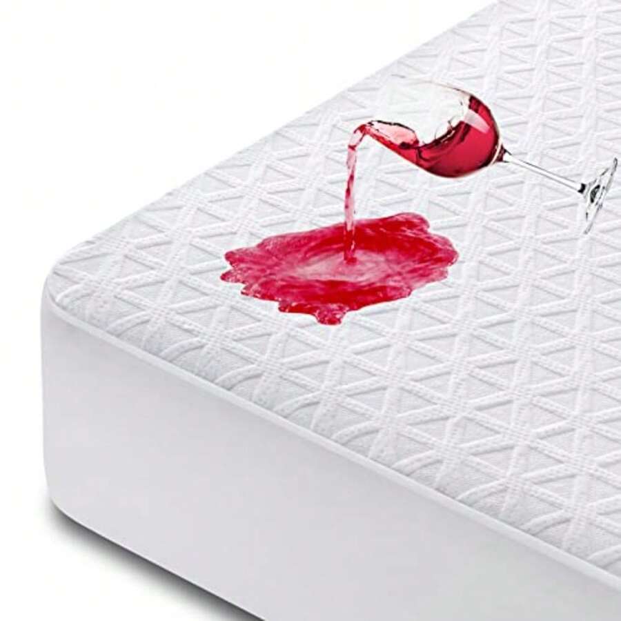 Premium Waterproof Mattress Protector Size, Breathable Bed Cover 3D Air Fabric Cooling Mattress Pad Cover Smooth Soft Noiseless Washable, 8''-21'' Deep Pocket - White - View 1