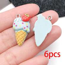 6/12pcs Resin Cute Strawberry Ice Cream Charms Kawaii Charms, Cute Keychain Charms,For DIY Bracelet Necklace Earrings Jewelry Making 13x26mm - Pendants - View 10