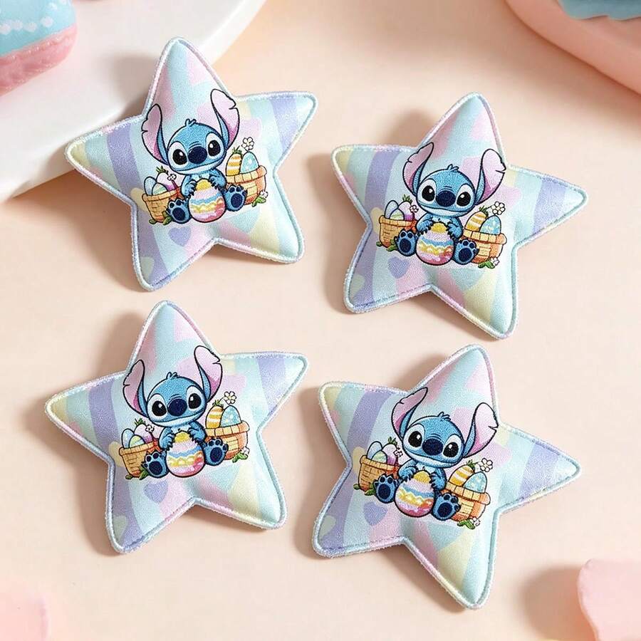 Disney 4pcs Cute Stitch Star Hair Clips, Versatile Party Gift, Birthday Decoration, Back To School, Daily Wear Hair Accessories