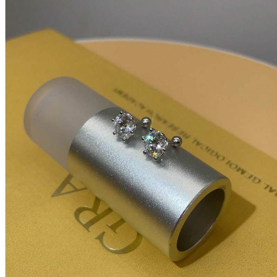 Women Stud Earrings - 5mm鋯石 - 查看 1