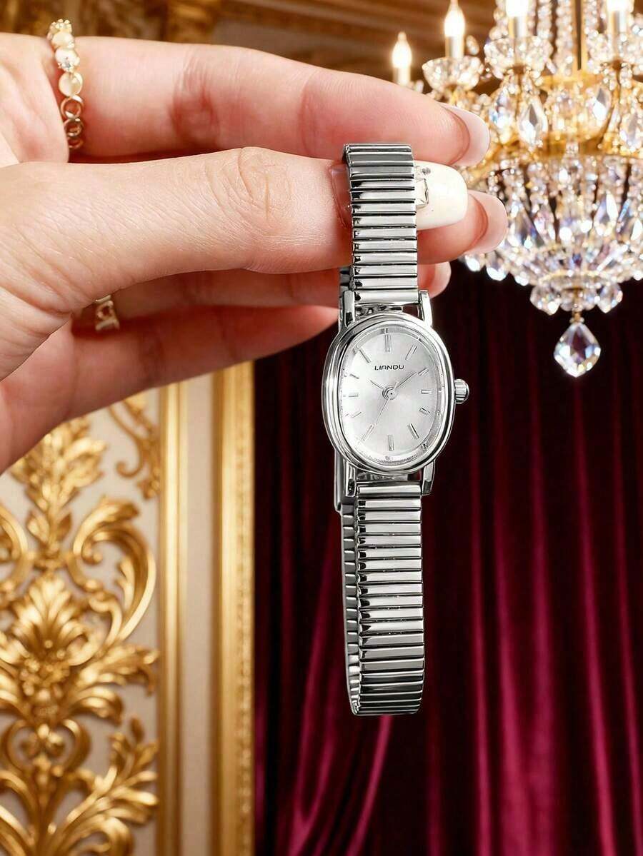New Fashion Wristwatch For Women, Vintage Quartz Watch, Luxurious, Minimalist, Elegant, Lightweight And Versatile, Suitable For Daily Wear, Birthday Gift, Party, Festive Gathering, Ideal Gift For Yourself Or Friends - 銀色 - 查看 1
