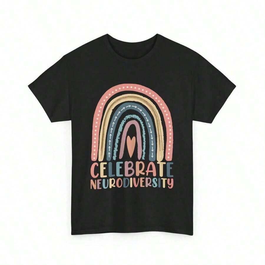 Celebrate Minds Of All Types - Neurodiversity Awareness T-Shirt - Black 3 - View 1