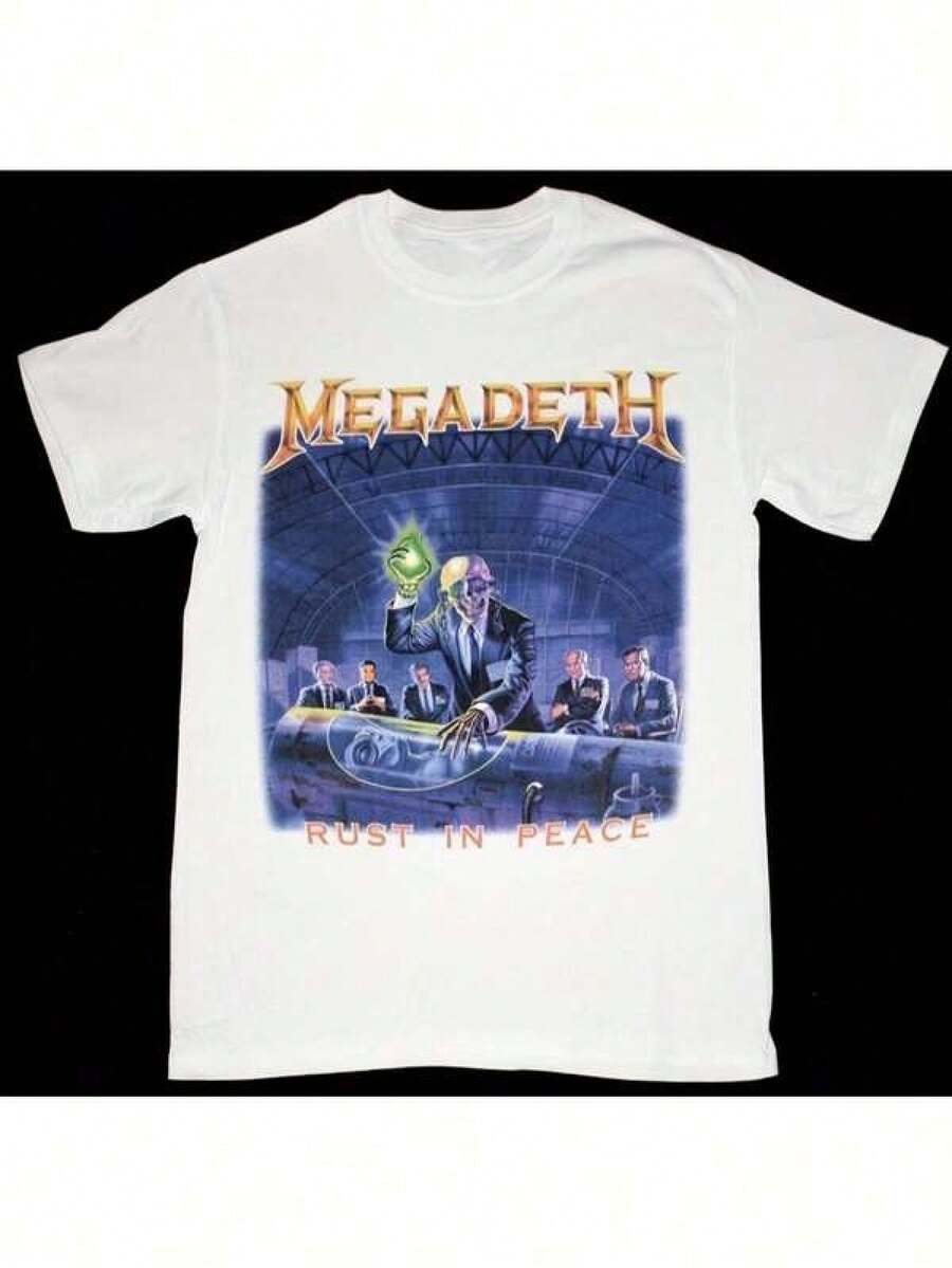 Camiseta vintage Megadeth Rust in Peace para hombres, regalos para hombres, camiseta de banda de heavy metal con gráfico, regalo de cumpleaños para él, camiseta blanca con el icónico logo de Megadeth, regalo de cumpleaños para él, mercancía de heavy metal para conciertos, camiseta casual para hombres, regalo de cumpleaños para él, camiseta de moda para hombres, tallas S a 234XL TA2150, regalo de cumpleaños para él, camiseta retro de banda de rock para hombres, camiseta de vacaciones para hombres, regalo de cumpleaños para mujeres, ropa de música metal duradera para el día a día, camiseta de banda de rock para hombres. - Negro - Ver 1