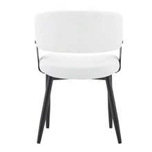 Mid-Century Modern Style Dining Chairs, Set Of 2, Retro Armchairs With Barrel-Shaped Armrests And Patterned Backrests, Faux Leather Kitchen Chairs With Sturdy Legs For Home And Restaurants. - Black and White - View 7