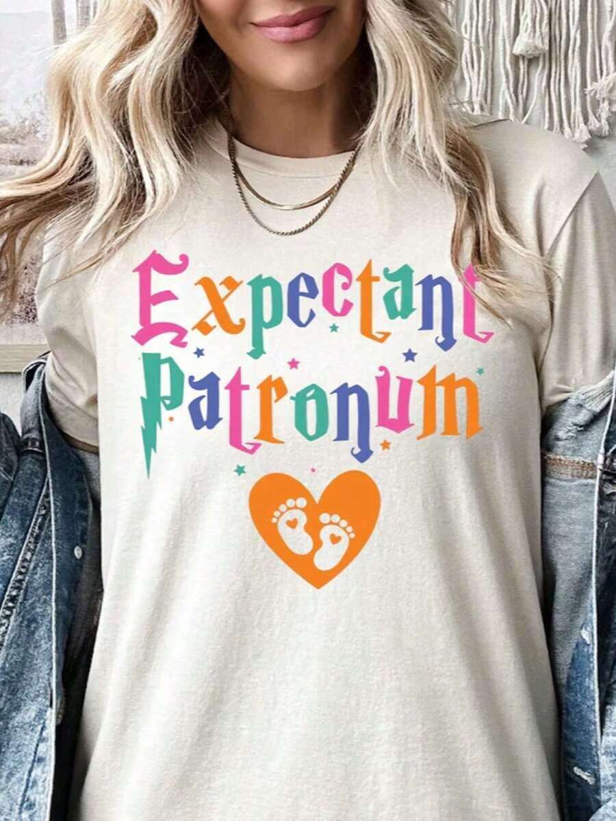 Summer T-Shirt For Pregnant Women 100% Cotton, Maternity T-Shirt, Mother's Day T-Shirt, Printed T-Shirts 100% Cotton For Women, Spring/Summer Graphic T-Shirts For Women, Breathable And Comfortable. - 白色 001 - 查看 1