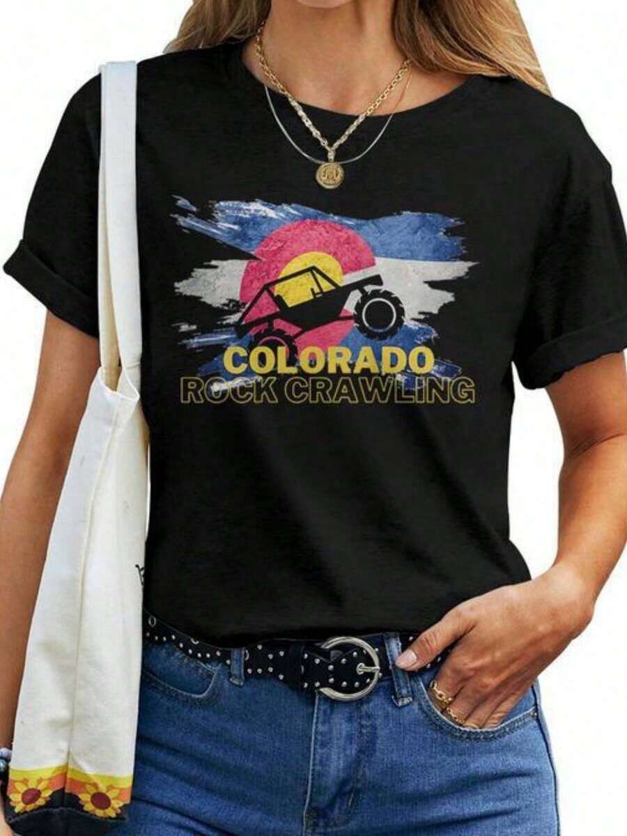 Colorado Rock Crawling Women T-Shirt Camiseta casual para mujeres. - Negro - Ver 1