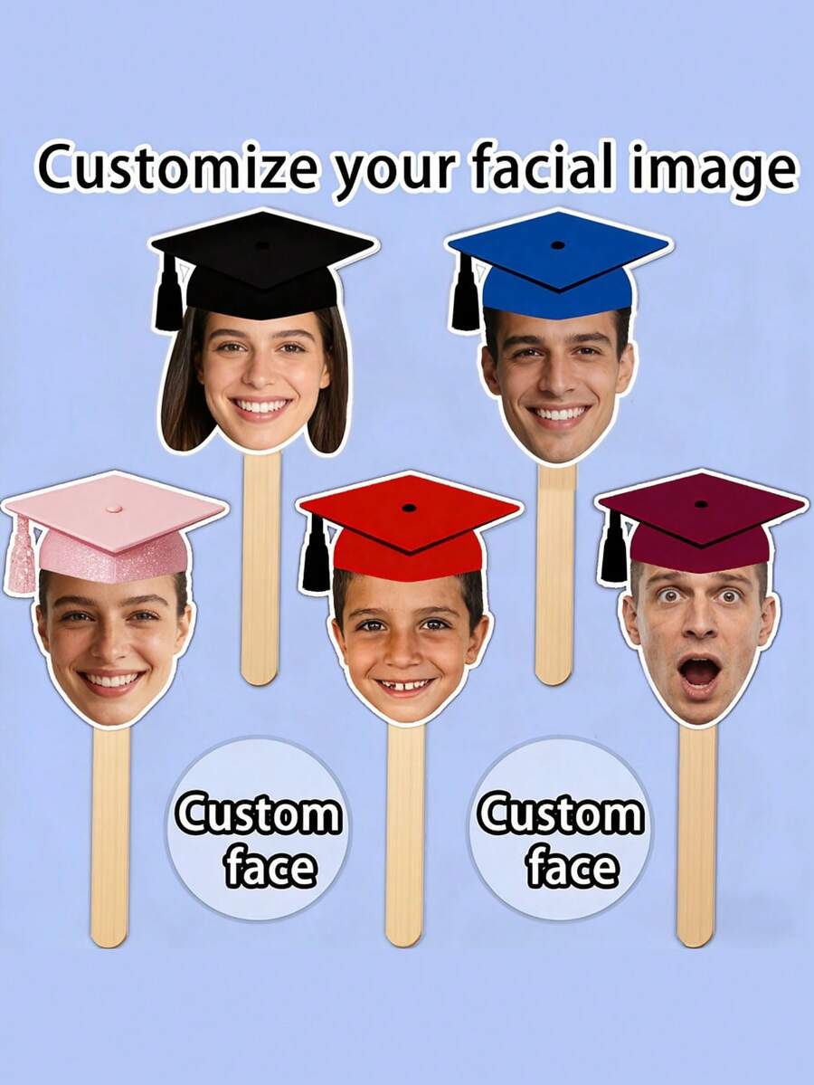 Personalized Graduate Face Silhouette Stand, Customized Graduation Cap Photo Fan, 2026 Graduate Photo Booth Prop, Congratulations Graduate Fan Party Favor, Graduation Party DIY Photo Frame Souvenir - Multicolor - View 1